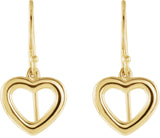 14K Gold Heart Earrings II - Yellow Gold - view 2