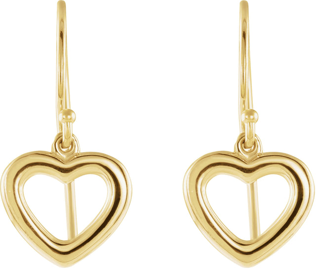 14K Gold Heart Earrings II - Yellow Gold - view 2