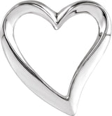14K Gold Heart Slide Pendant – 16x15mm - White Gold