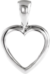 10K Gold Heart Pendant V - White Gold