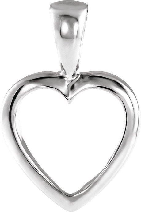 10K Gold Heart Pendant V - White Gold