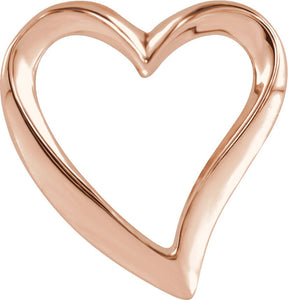 10K Gold Heart Slide Pendant – 16x15mm - Rose Gold