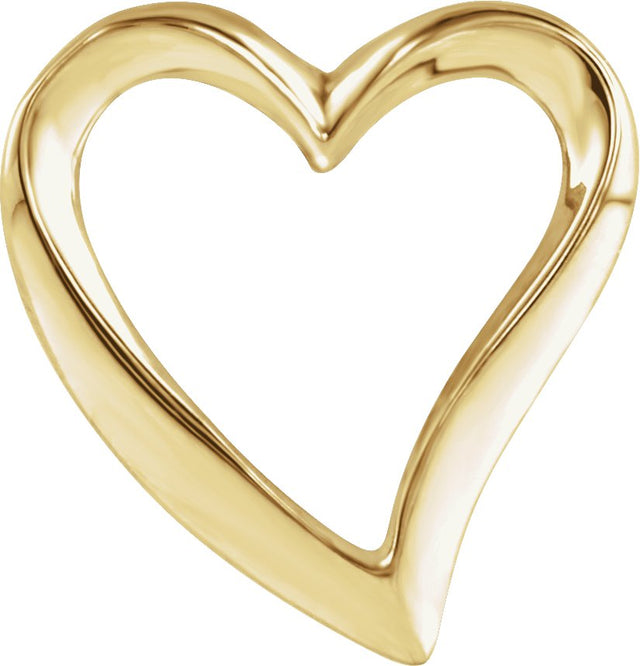 14K Gold Heart Slide Pendant – 16x15mm - Yellow Gold