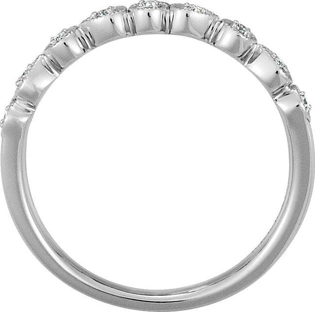 14K Gold Round Natural Diamond Vintage-Inspired Stackable Ring - White Gold - view 4