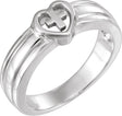 14K Gold Heart & Cross Ring III - White Gold