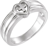 14K Gold Heart & Cross Ring III - White Gold