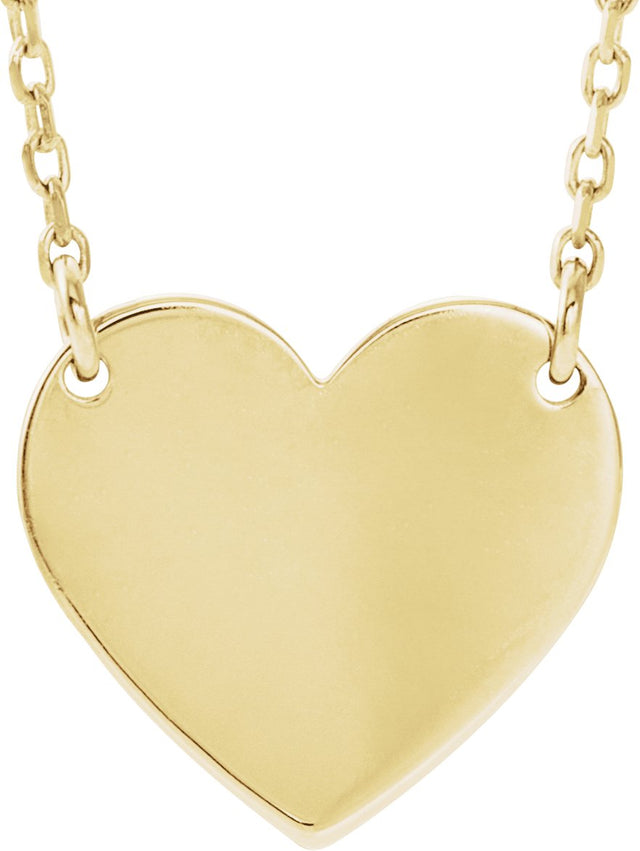 14K Gold Engravable Heart Necklace - Yellow Gold