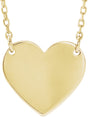 14K Gold Engravable Heart Necklace - Yellow Gold