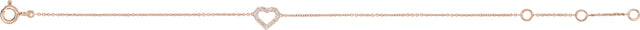 14K Gold Round Natural Diamond Heart Bracelet - Rose Gold - view 4