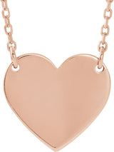 14K Gold Engravable Heart Necklace - Rose Gold