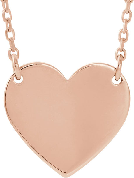 14K Gold Engravable Heart Necklace - Rose Gold
