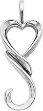 Platinum Heart Pendant – 32.5x12.75mm