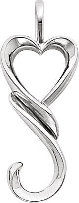 14K Gold Heart Pendant – 32.5x12.75mm - White Gold