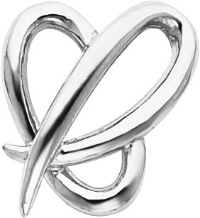 14K Gold Heart Slide Pendant – 26x22mm - White Gold