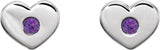 Platinum Round Natural Amethyst Heart Earrings - view 6