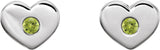 Platinum Round Natural Peridot Heart Earrings - view 6