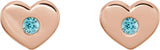 14K Gold Round Natural Blue Zircon Heart Earrings - Rose Gold - view 6