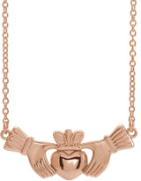 14K Gold Claddagh Necklace - Rose Gold
