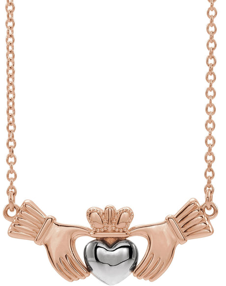 14K Gold Claddagh Necklace - Two-Tone