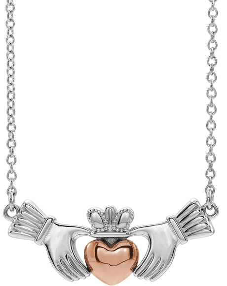 14K Gold Claddagh Necklace - Two-Tone