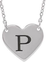 14K Gold Engravable Heart Necklace - White Gold - view 3