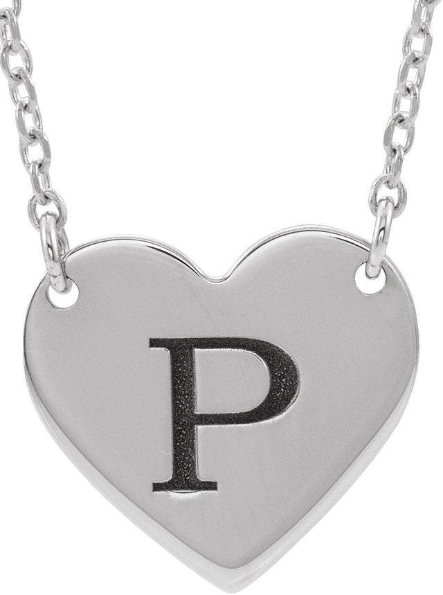 14K Gold Engravable Heart Necklace - White Gold - view 3