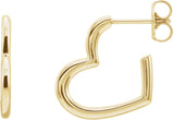 14K Gold Heart Hoop Earrings - Yellow Gold