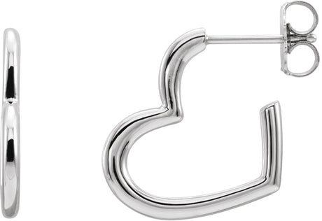 14K Gold Heart Hoop Earrings - White Gold
