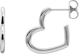 Platinum Heart Hoop Earrings