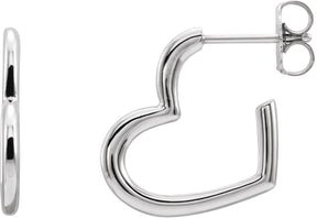 Platinum Heart Hoop Earrings