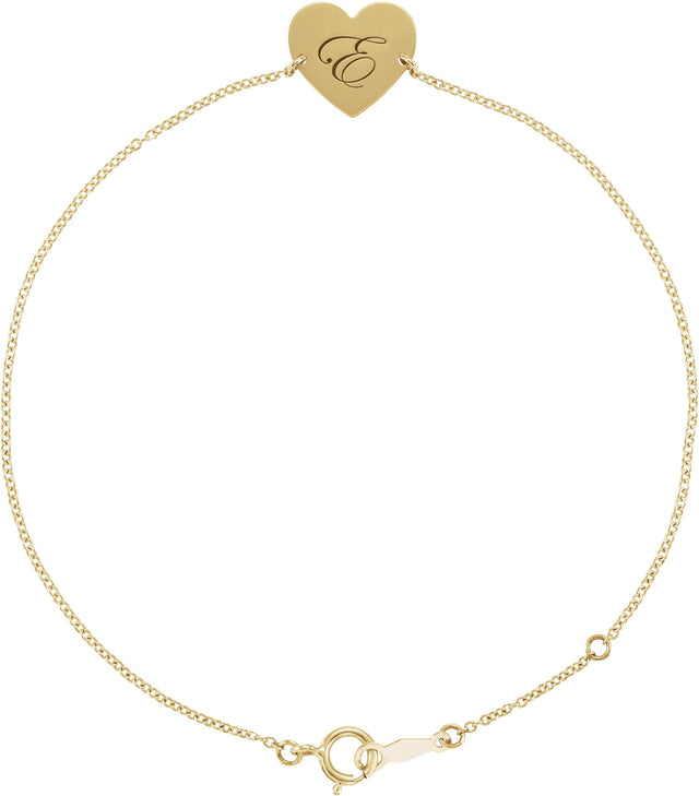 14K Gold Engravable Heart Bracelet - Yellow Gold - view 3