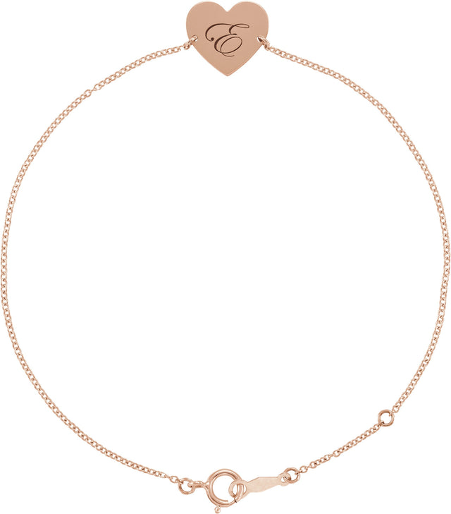14K Gold Engravable Heart Bracelet - Rose Gold - view 3