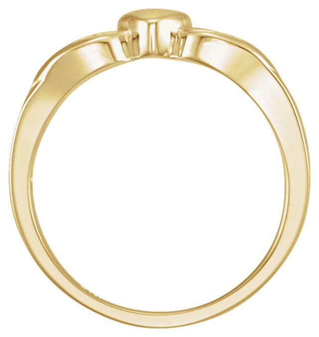 14K Gold Heart & Cross Ring IV - Yellow Gold - view 2
