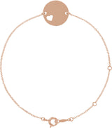 14K Gold Engravable Pierced Heart Disc Bracelet - Rose Gold