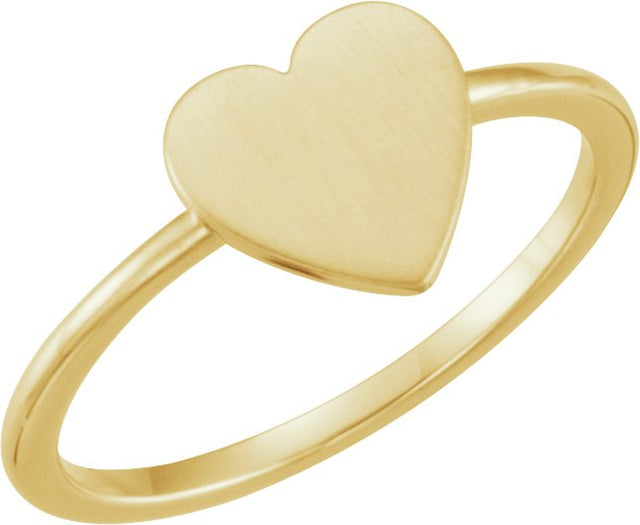 14K Gold Be Posh Engravable Heart Signet Ring - Yellow Gold