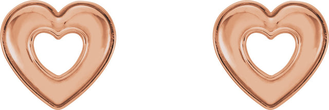 14K Gold Heart Earrings – 8.5x8mm - Rose Gold - view 2