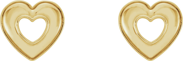 14K Gold Heart Earrings – 8.5x8mm - Yellow Gold - view 2