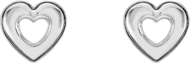 14K Gold Heart Earrings – 8.5x8mm - White Gold - view 2