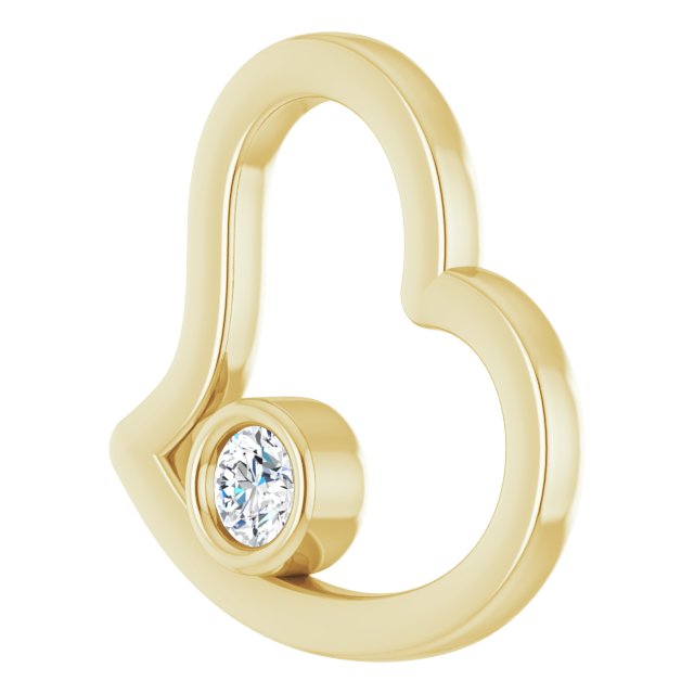 14K Gold Round Natural Diamond Bezel-Set Heart Pendant - view 5