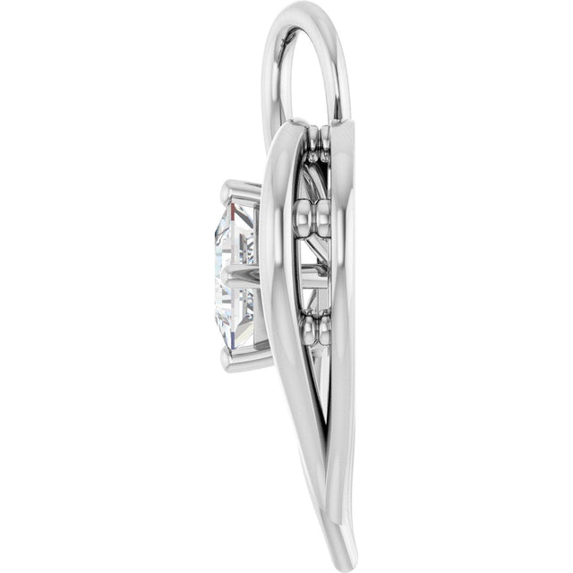 14K Gold Square Natural Diamond Heart Pendant - view 6