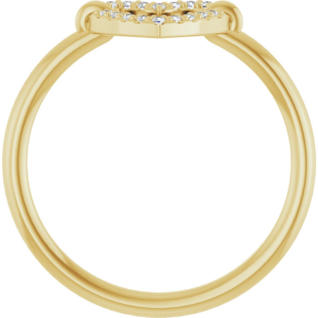 14K Gold Round Natural Diamond Heart Ring – 1mm Stones - Yellow Gold - view 7