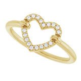 14K Gold Round Natural Diamond Heart Ring – 1mm Stones - Yellow Gold - view 10