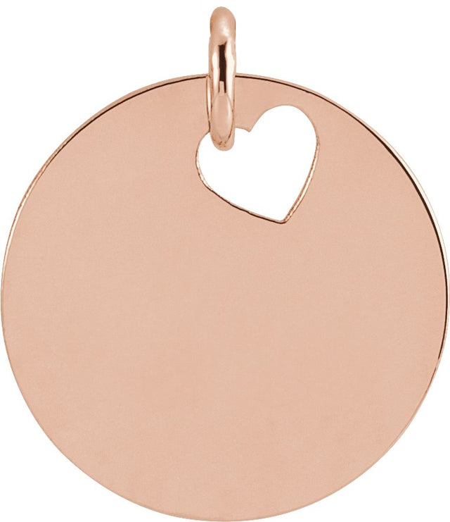 14K Gold Engravable Pierced Heart or Star Necklace or Pendant - Rose Gold