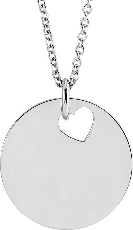 14K Gold Engravable Pierced Heart or Star Necklace or Pendant - White Gold