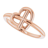 14K Gold Heart Cross Ring - Rose Gold - view 5