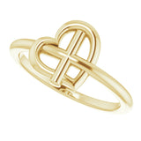 14K Gold Heart Cross Ring - Yellow Gold - view 5