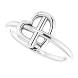 14K Gold Heart Cross Ring - White Gold - view 5
