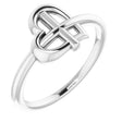 Platinum Heart Cross Ring