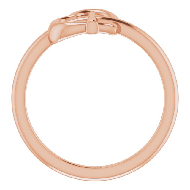14K Gold Heart Cross Ring - Rose Gold - view 2