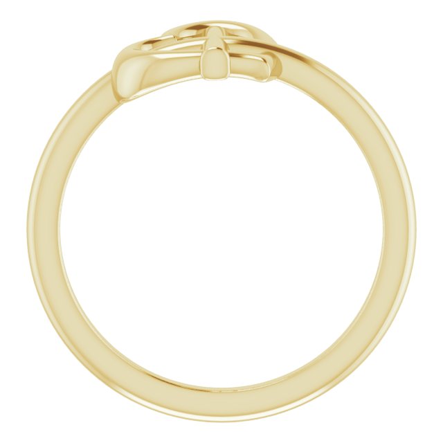 14K Gold Heart Cross Ring - Yellow Gold - view 2